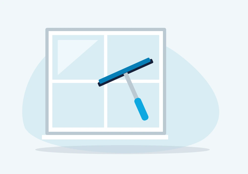 Window with a cleaning squeegee
